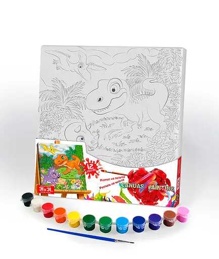 Роспись на холсте Динозавры, 31x31 см, Сюжет №2, PX-07-02