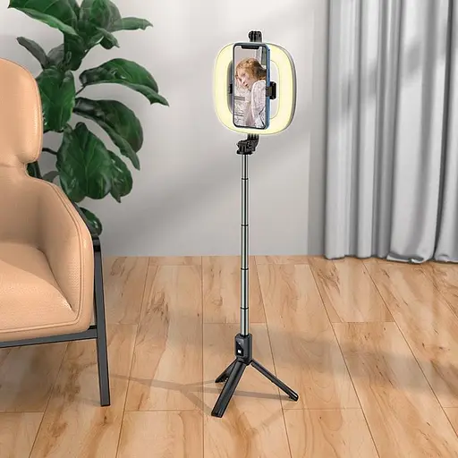 Держатель с кольцевым освещением Hoco Showfull fill light live broadcast holder LV03 Plus BT4.1, 0.95m, LED - фото 5