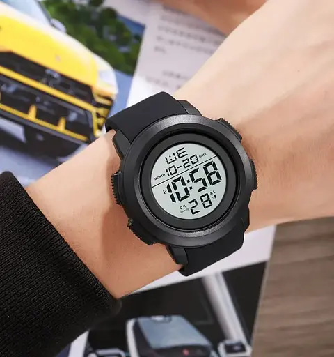 Спортивний чоловічий годинник Skmei 1719 (Чорний з білим) - фото 4