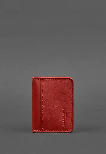 Кожаная обложка для ID-паспорта и водительского заседания 4.1 красная с гербом - фото 2