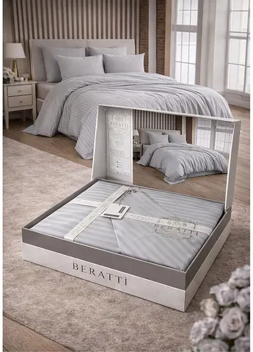 Комплект постільної  білизни євро 200х220  Berratti premium сатин сірий TC303376124