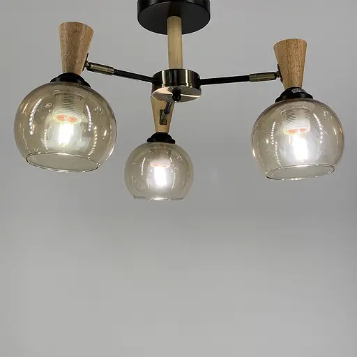 Металлическая люстра на 3 плафона с элементами дерева Line.F 51898/3 - фото 4