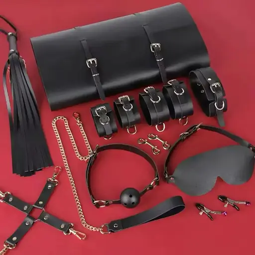 Еротичний набір БДСМ для рольових ігор червоний, чорний бдсм набір для рольових садо-мазо ігор Фетиш - фото 3