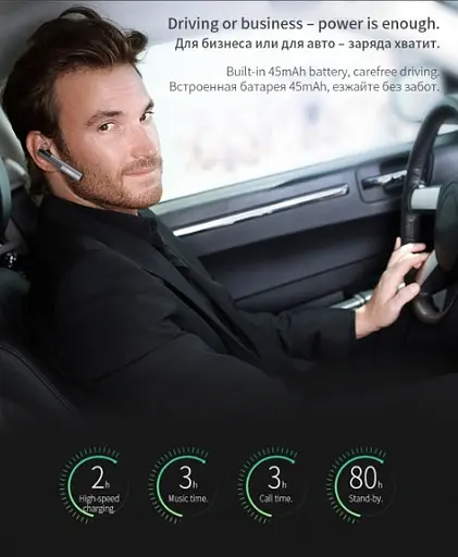 Бездротова Bluetooth-гарнітура Hoco E21 Grey - фото 10