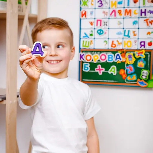 Дитячий навчальний плакат "Магнітна абетка" Vladi Toys VT5555-05, 55 магнітів - фото 5