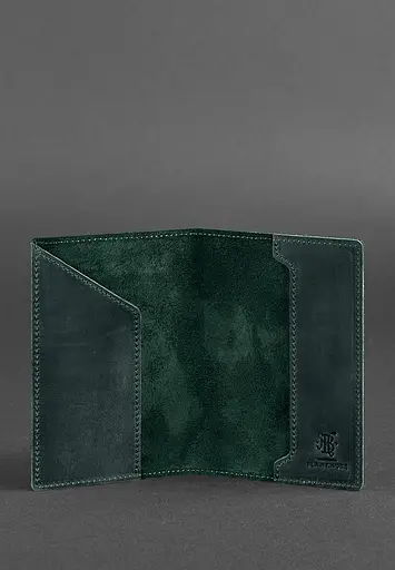 Шкіряна обкладинка для паспорта з американським гербом зелена - фото 4