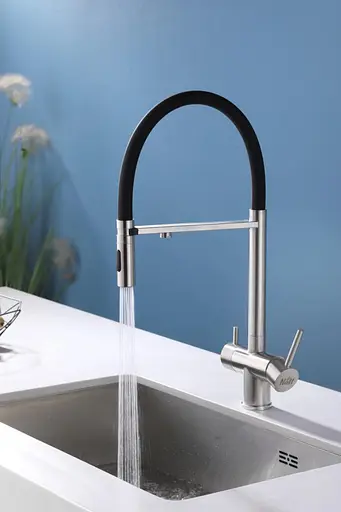 Cмеситель для кухни на две воды гибкий излив Nett GFS-56 Нержавеющая сталь - фото 2