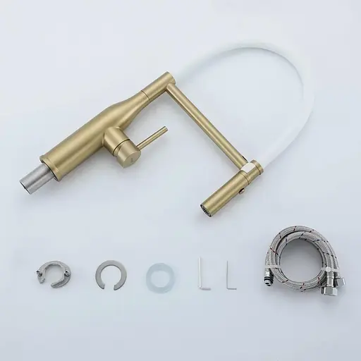 Змішувач для кухні гнучкий вилив золото Gappo G4098-23 Золотий - фото 6