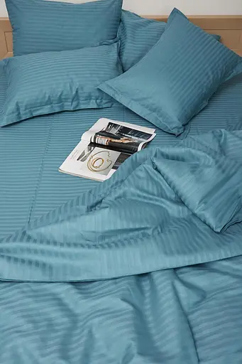 Комплект постельного белья Moon&Star евро 200х220 наволочки 2х50х70 Stripe Green Satin Stripe - фото 3
