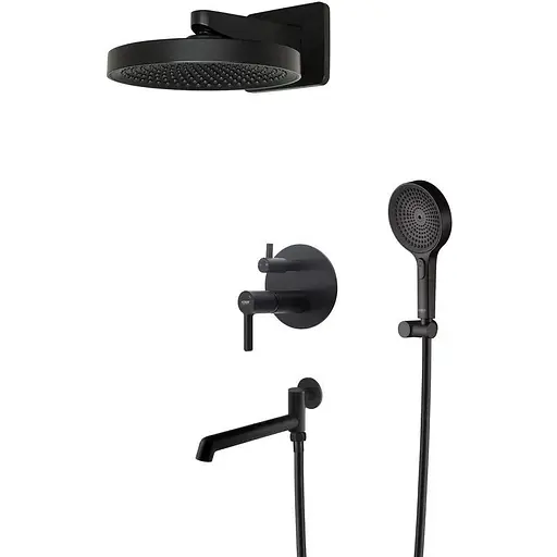 Душова система прихованого монтажу Koer KB-66029-05 3 функції Black KR5492, Чорний матовий - фото 1