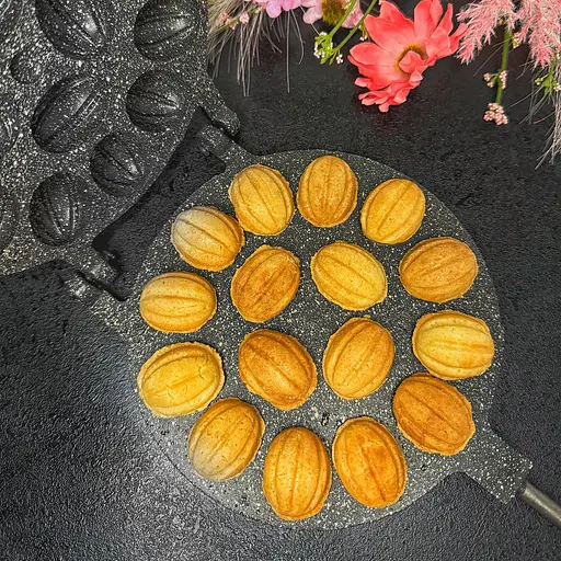 Орешница форма для выпечки печенья в виде орешков с антипригарным гранитным покрытием на 16 орехов, ХЕАЗ Черный 86245 - фото 2