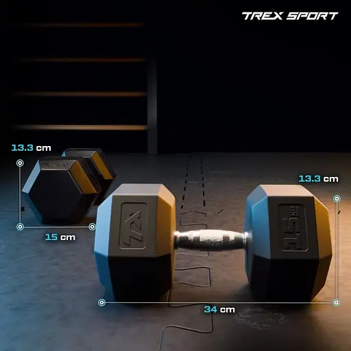 Гантеля шестигранная Trex Sport прорезиненная TX-150RD 15кг - фото 2