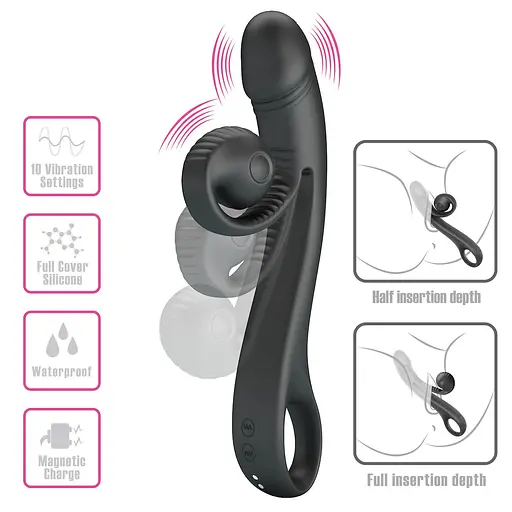 Вібратор Pretty Love Romance Beau Snail 23 см (чорний) - фото 8