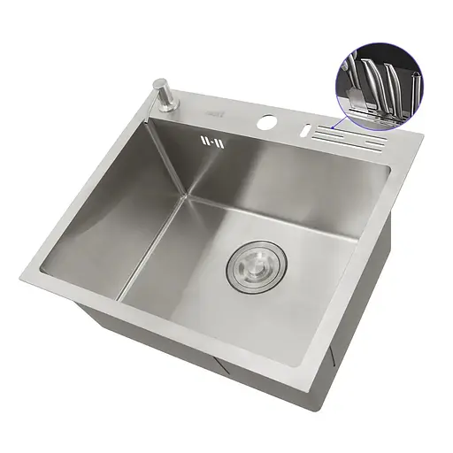 Кухонна мийка накладна 1.5 мм із нержавіючої сталі 45 см Nett NS-5245, Нержавіюча сталь - фото 2