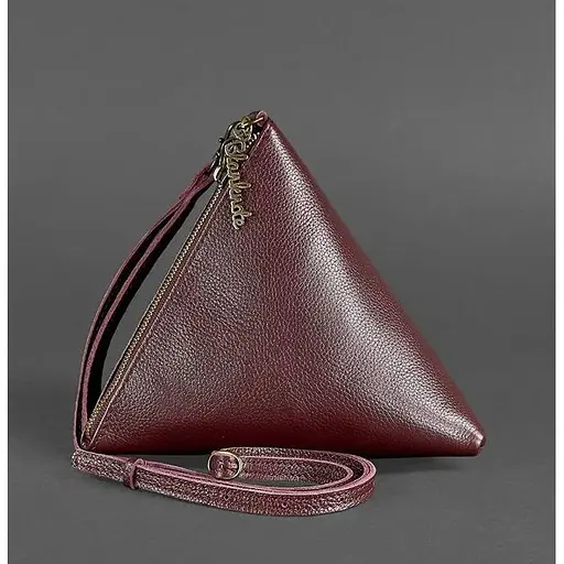 Шкіряна жіноча сумка-косметичка Піраміда Марсала - фото 1