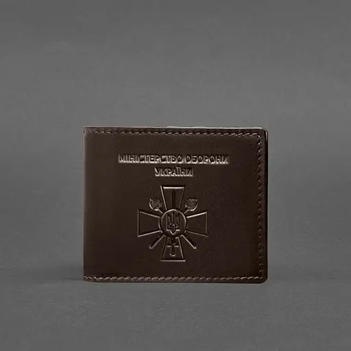 Кожаная обложка для удостоверения министерства обороны темно-коричневая - фото 5