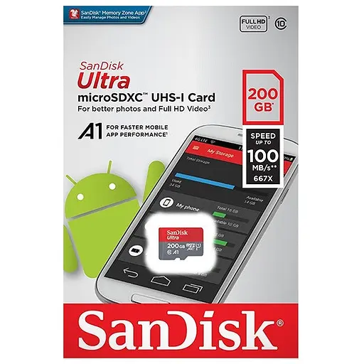 Картка пам'яті SanDisk microSDXC 200Gb Ultra class 10 A1 (120Mb/s) SDSQUA4-200G-GN6MN - фото 2