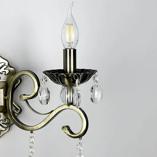 Бра подсвечник Line F на 2 лампы с хрустальными подвесками в бронзовом корпусе Арт. 6071/2 AB - фото 4