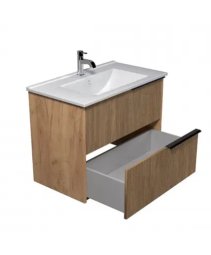 Тумба Мойдодир Grace 80-A з умивальником Su-80 дуб підсмажений - фото 3