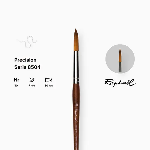 Кисть синтетика круглая (имитация соболя) Raphael Precision, №10, короткая ручка - фото 2