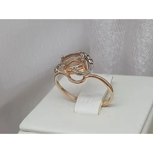 Золотое кольцо Ирида с бриллиантами и кварцем. 11592 17 - фото 4