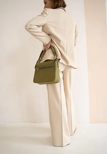 Жіноча шкіряна сумка Jessie оливкова - фото 6