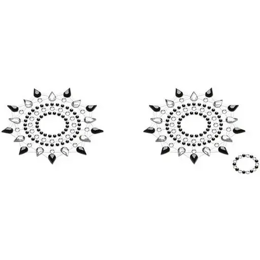 Пестис из кристаллов Petits Joujoux Gloria set of 2 - Black/Silver, украшение на грудь