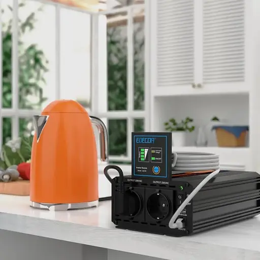 Інвертор перетворювач напруги Edecoa Spannungswandler 12-230V 1000W / 2000W чистий синус (дві розетки) - фото 2