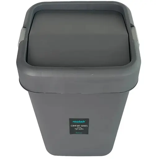 Мусорное ведро Motek на 18 л с поворотной крышкой 27.5х27.5х41 см Антрацит (COB-411)  - фото 3