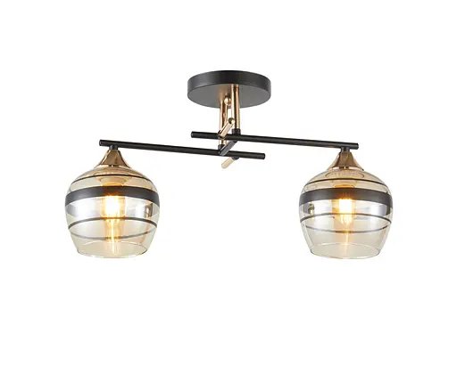 Люстра стельова на 2 плафони 6311-2 (Чорний+Золото)