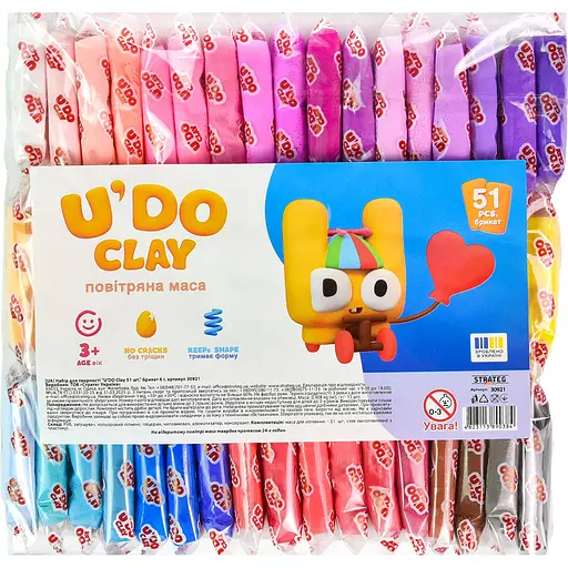 Набір для творчості Strateg U'DO Clay 306 г (6 г x 51 шт.) (30921) - фото 1
