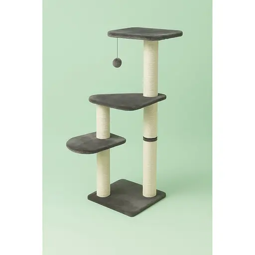Когтеточка-комплекс Trixie Altea для кошек с игрушкой на веревке сизаль/плюш серая 40х40х117 см [CD] - фото 3