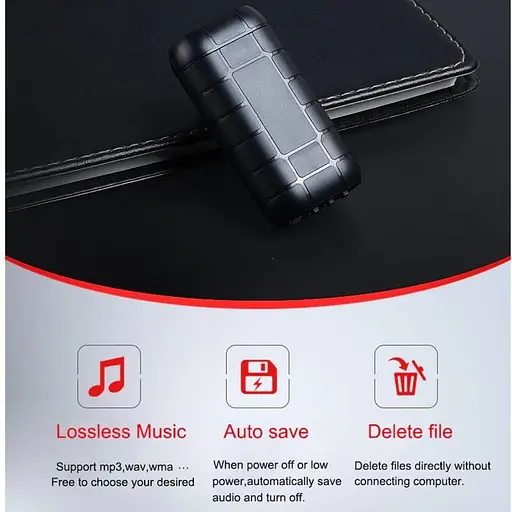 Мини диктофон с большим временем работы Nectronix A50+, поддержка micro SD до 128 Гб, клипса (100836) - фото 5