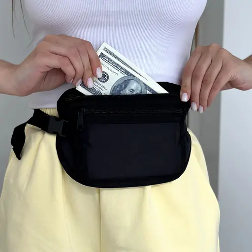 Набір для подорожі бананка на пояс для грошей та сумка для речей (чорний) - фото 2