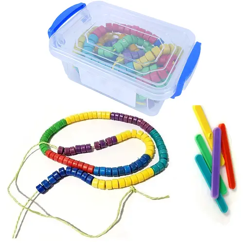 Рахункові палички та намисто, 100 шт., у контейнері