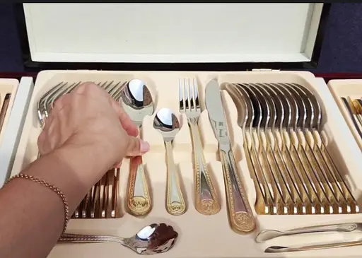 Набор столовых приборов Zillinger ZL-710GS Versace на 12 персон в деревянном кейсе 72 предмета - фото 7