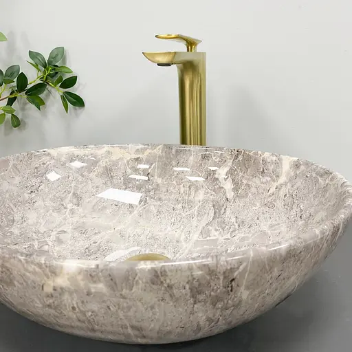 Умивальник VBI Parma grey stone glossy накладний VBI-011018, Сірий - фото 5