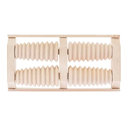 Масажер для стоп дерев'яний для профілактики плоскостопості та рефлекторного масажу на 4 ролики на дві ноги., Woodly 87033 - фото 3