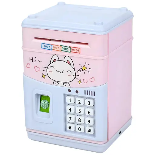 Копилка-сейф детская MK 5398 с кодом отпечатком музыкой и USB с котиком