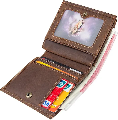 Мужской кожаный кошелек Vintage 10х10 см acs0015725 - фото 7