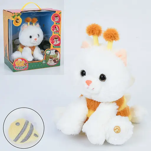 Кот, 22 см, музыка, повтор, танцует, реагирует на пчелку, плюш, на батарейках, 26.5x30x17 см