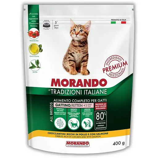 Сухой корм для котят Morando Tradizioni Kitten с курицей и лососем 400 г