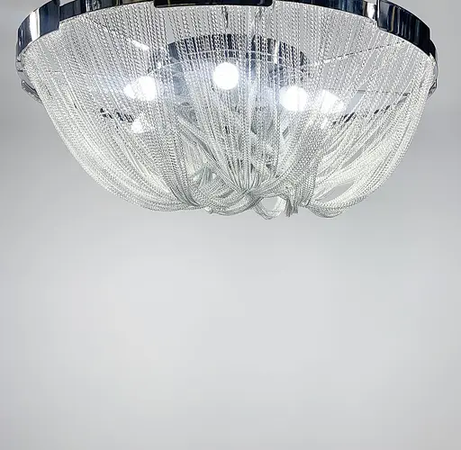 Стельова хромована люстра з переплетеними ланцюжками Line.F Діаметр 40см - фото 7