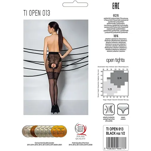 Колготки з відкритим доступом Passion ажурні трусики та підв‘язки Tiopen 013 Black 3/4 (20/40 den) - фото 6