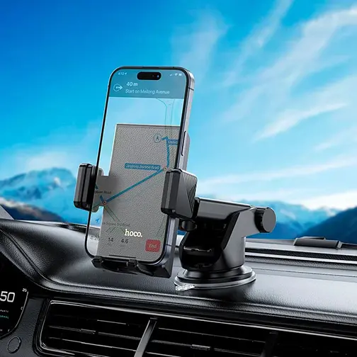 Автомобильный держатель Hoco H49 для телефона на лобовое стекло и приборную панель угол поворота 360 Черный - фото 5