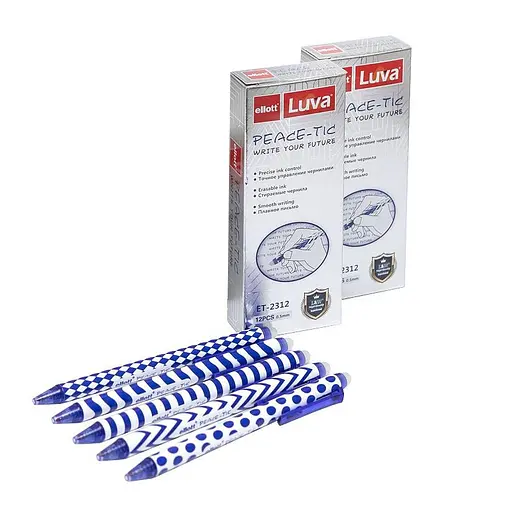 Ручка автоматическая пишет-стирает ET2312-12 синяя, упаковка 12 шт