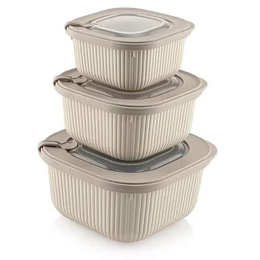 Набір контейнерів з кришками Idea Home Line Box 3 шт. 0.6/1.1/1.8 л бежевий (00685 Bej)