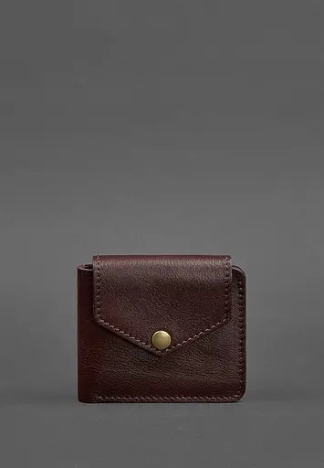 Кожаный портмоне 4.2 на бордовой кнопке. - фото 2