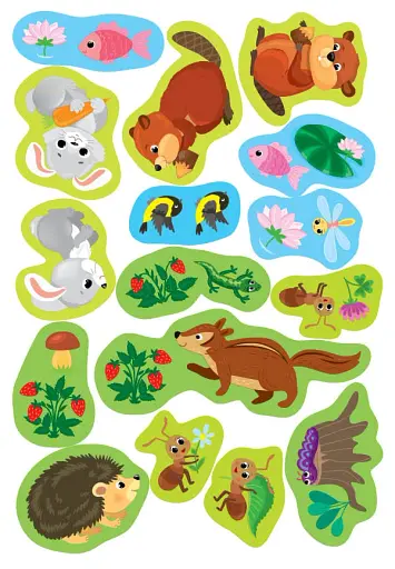 Прості аплікації великими наліпками. Лісові звірята - фото 4
