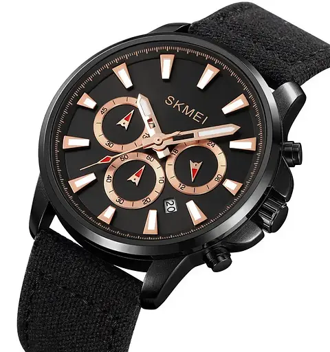Чоловічий наручний годинник Skmei 2071 на нейлоновому ремінці (Чорний) - фото 2